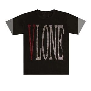 VLONE STAPLE RHINESTONE TEE - BLACK